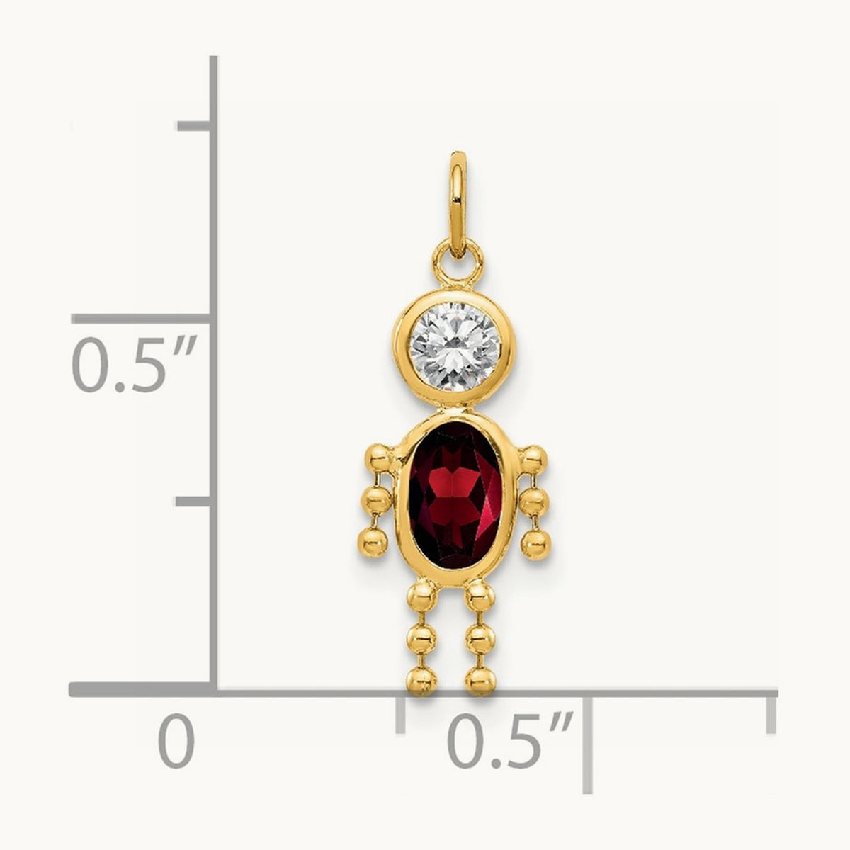 January Boy Birthstone Charm, 14K