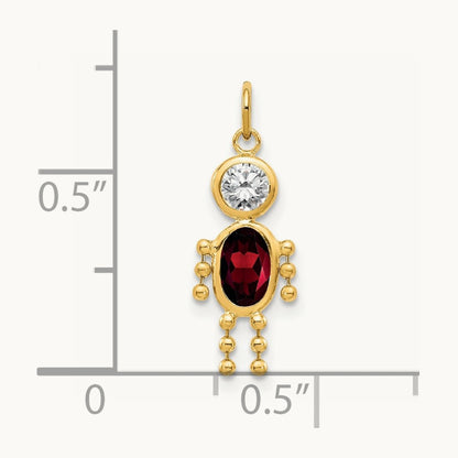 January Boy Birthstone Charm, 14K