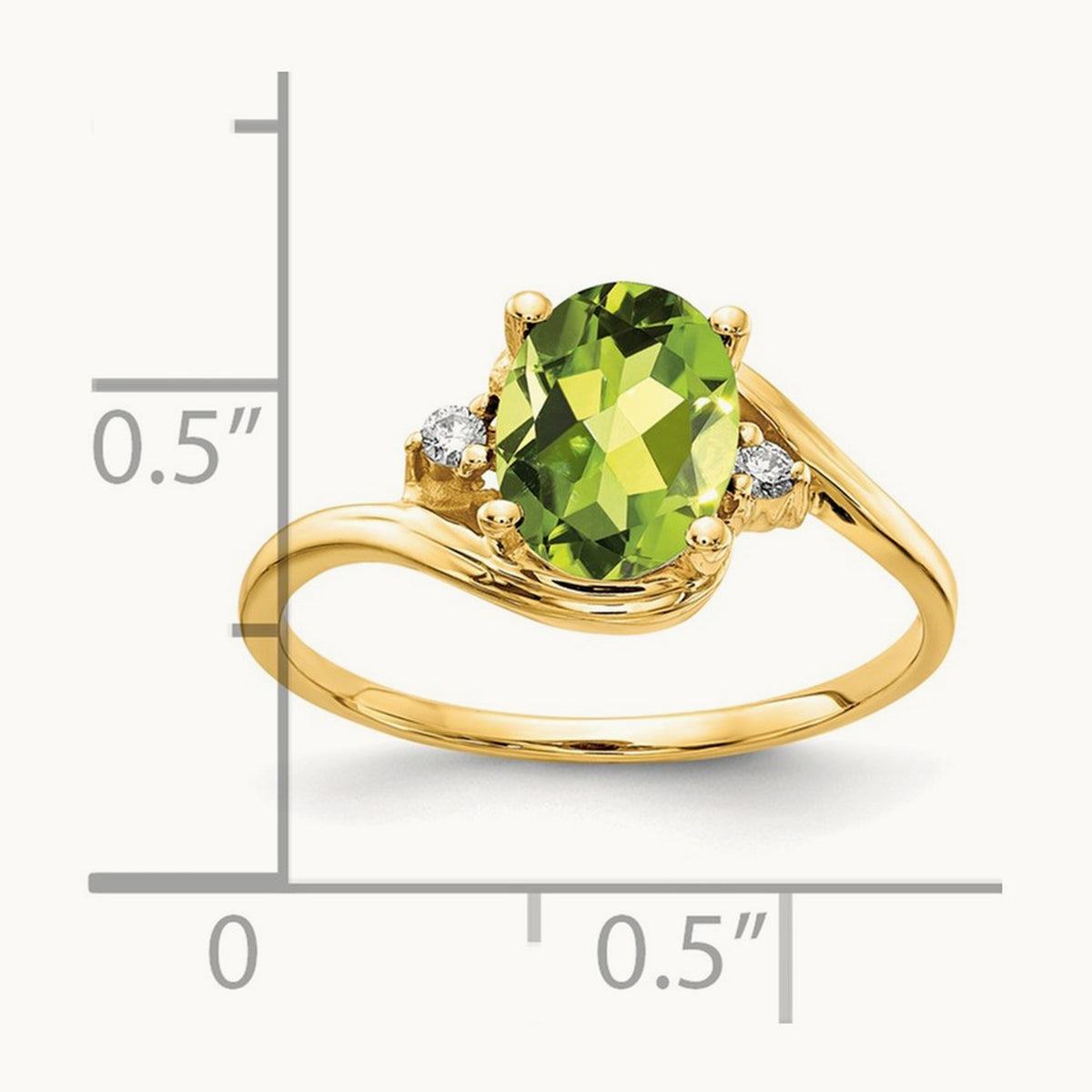 8x6mm Oval Peridot AA Diamond ring, 14K