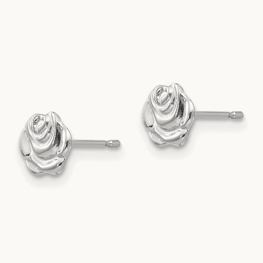 Madi K Polished Rose Post Earrings, 14K White Gold