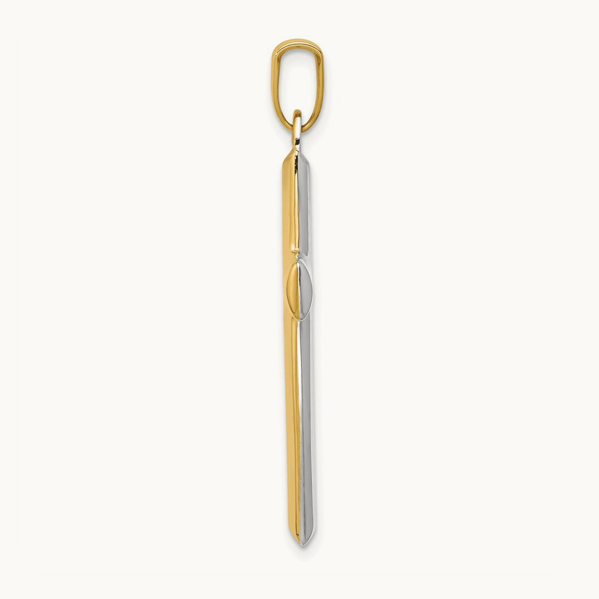 W/Rhodium Reversible Yellow/White Cross Pendant, 14K
