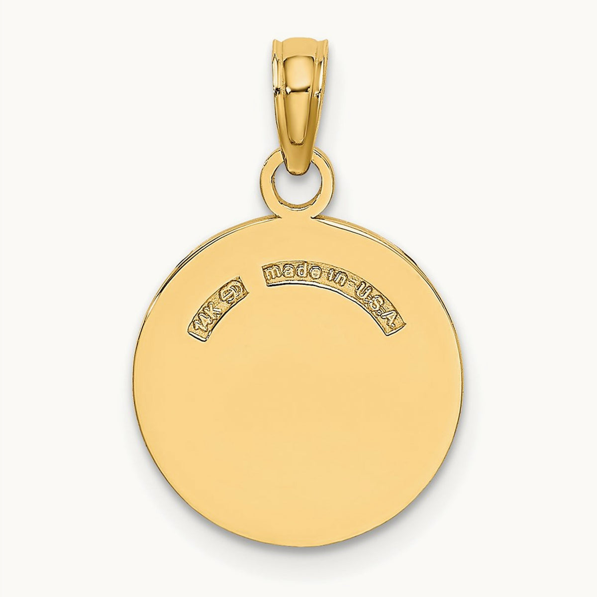 Polished and Textured Flat Baseball Charm, 14K
