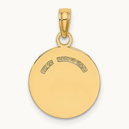 Polished and Textured Flat Baseball Charm, 14K