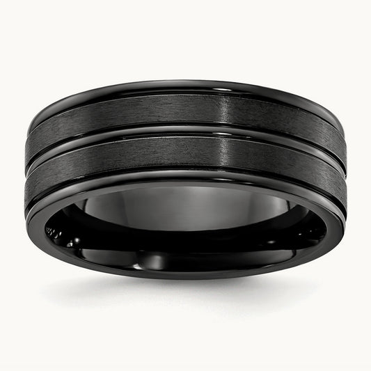 IP-plated Brushed and Polished Band, 8mm, Titanium Black