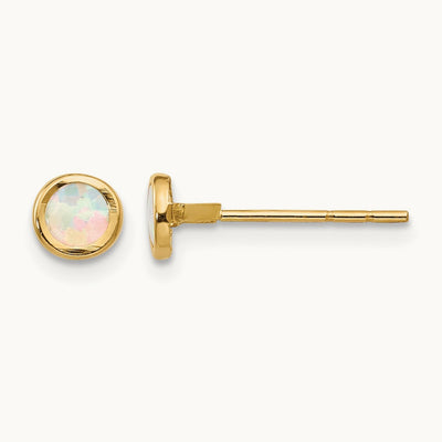 Madi K Polished Lab Created Opal Bezel Post Earrings, 14K