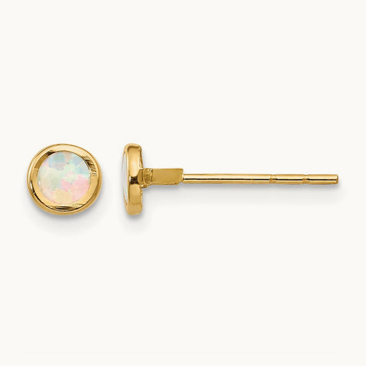 Madi K Polished Lab Created Opal Bezel Post Earrings, 14K