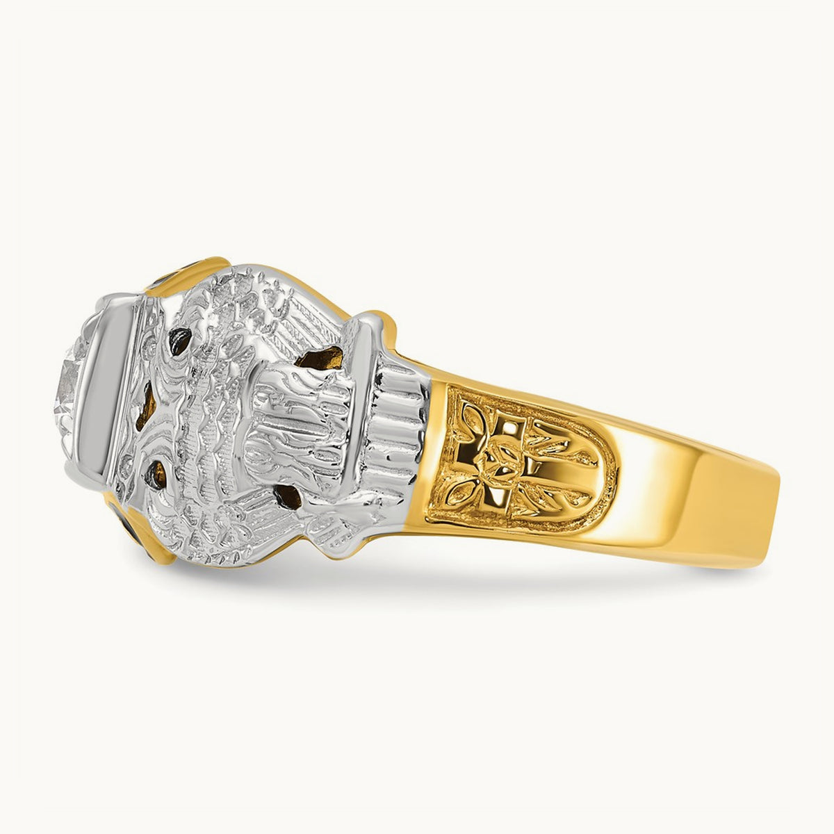 14ktt IBGoodman Men's Enamel & Diamond Eagle Masonic Shriner's Ring