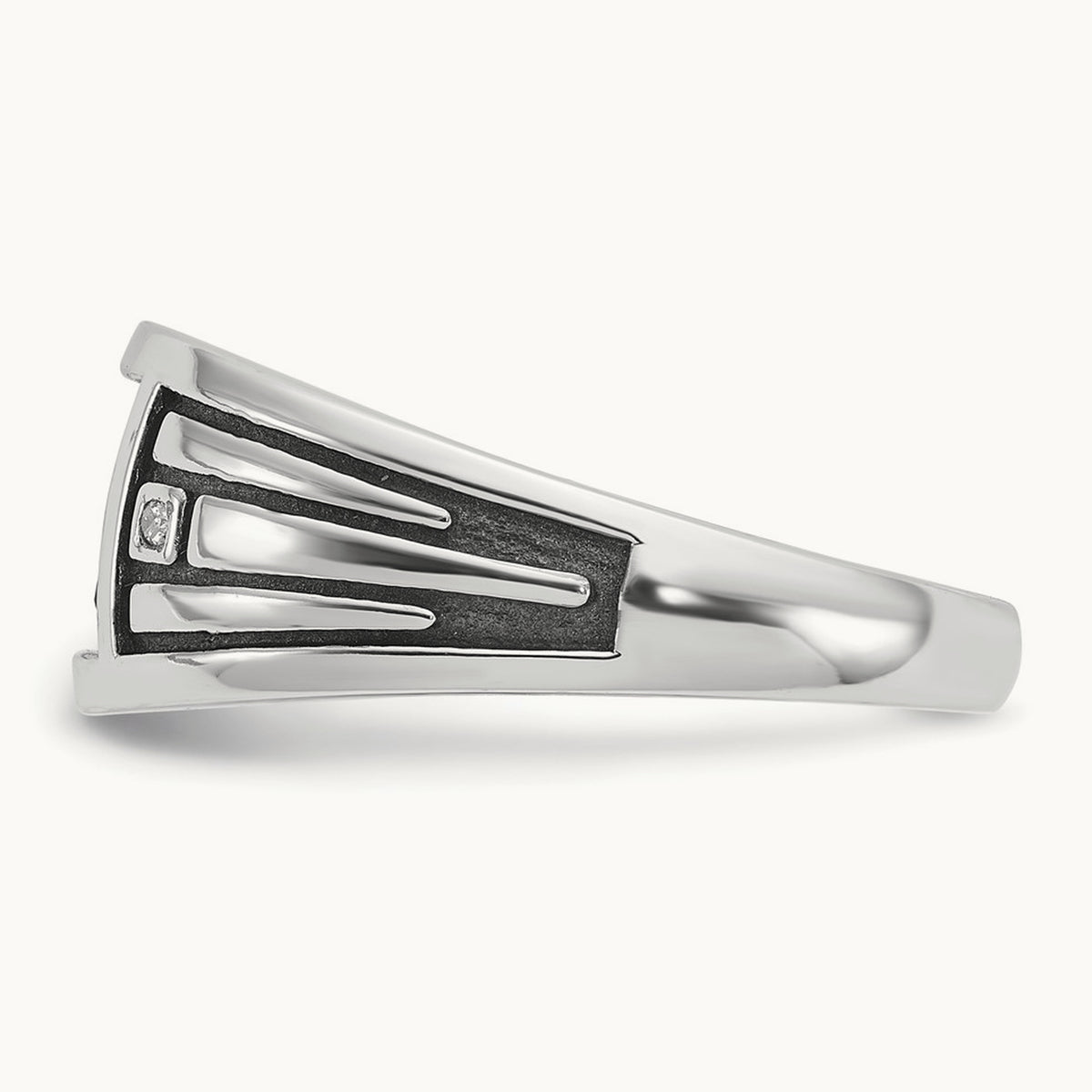 IBGoodman Men's Black Rhodium Onyx and Diamond Complete Ring, 14K White Gold