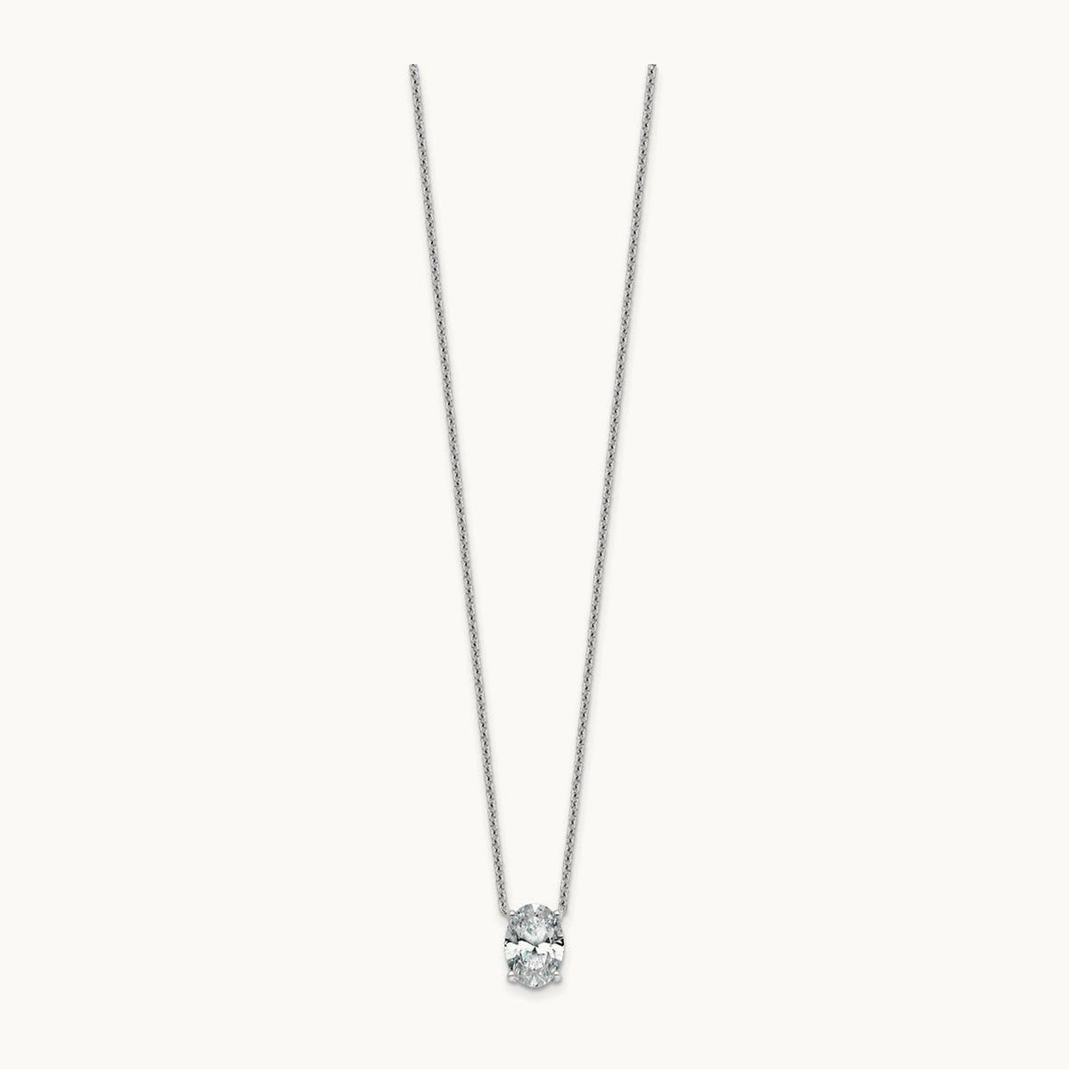 Oval Pendant Necklace, 0.25-4.00 ct tw Lab-Grown Diamond — 2 ct, 14K White Gold
