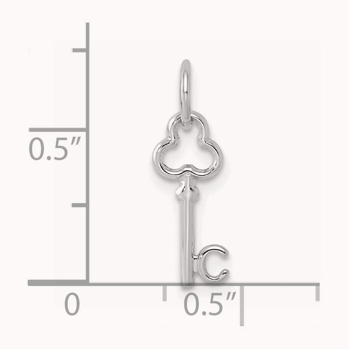 Key Initial Charm — 14K White Gold, C