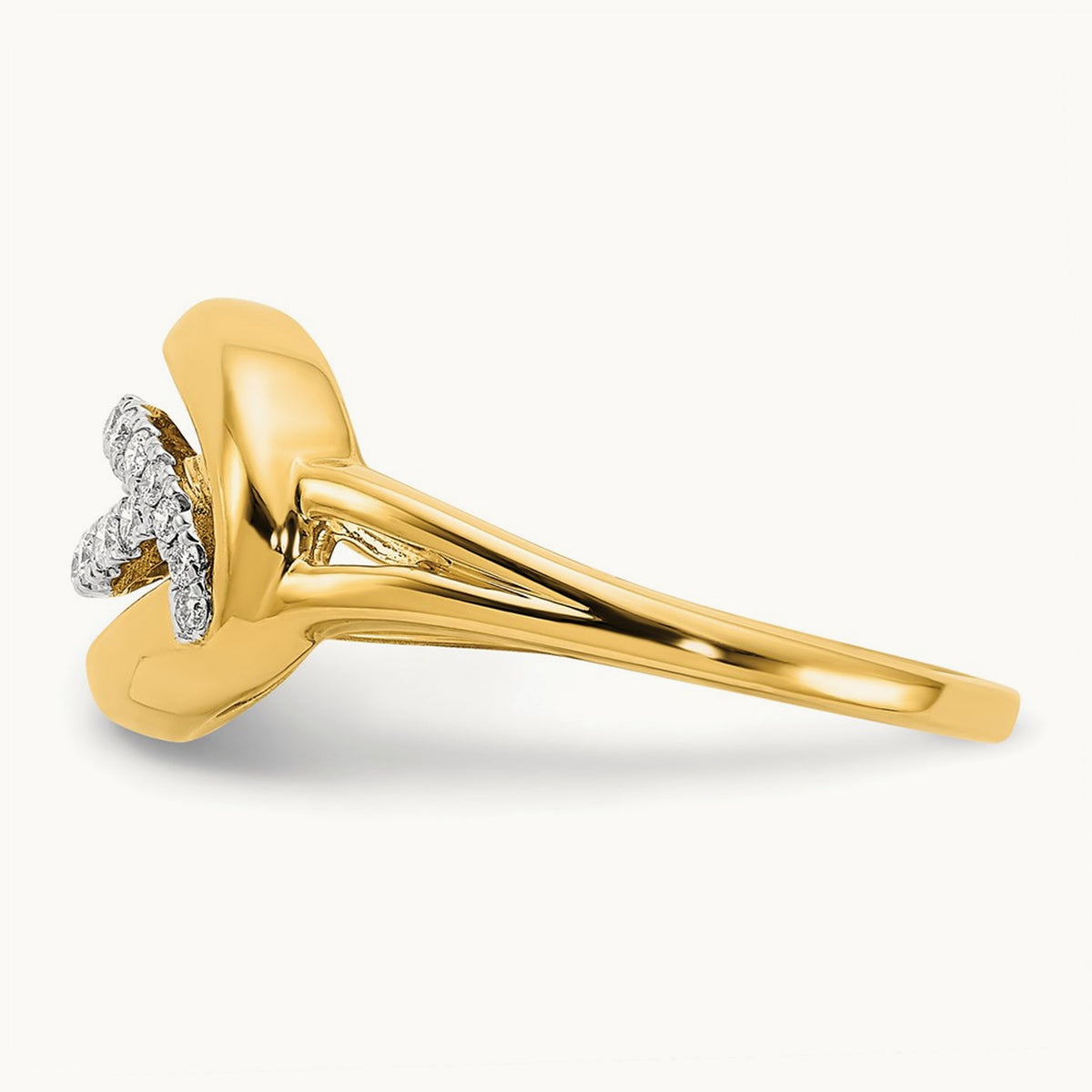 Polished Diamond Oval Ring, 14K