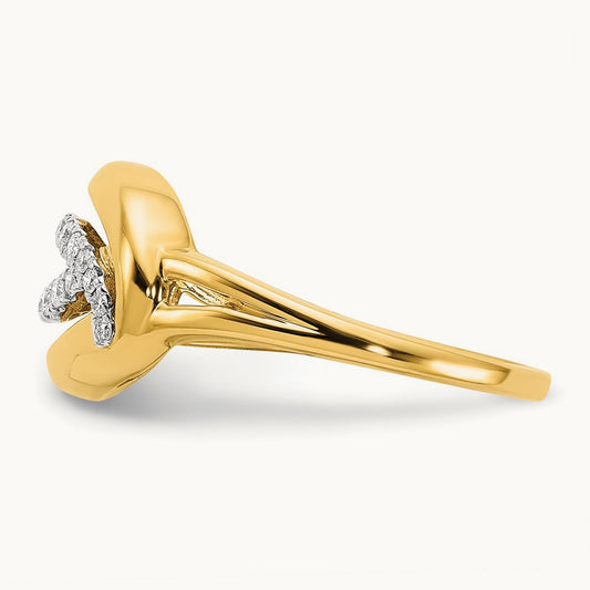 Polished Diamond Oval Ring, 14K