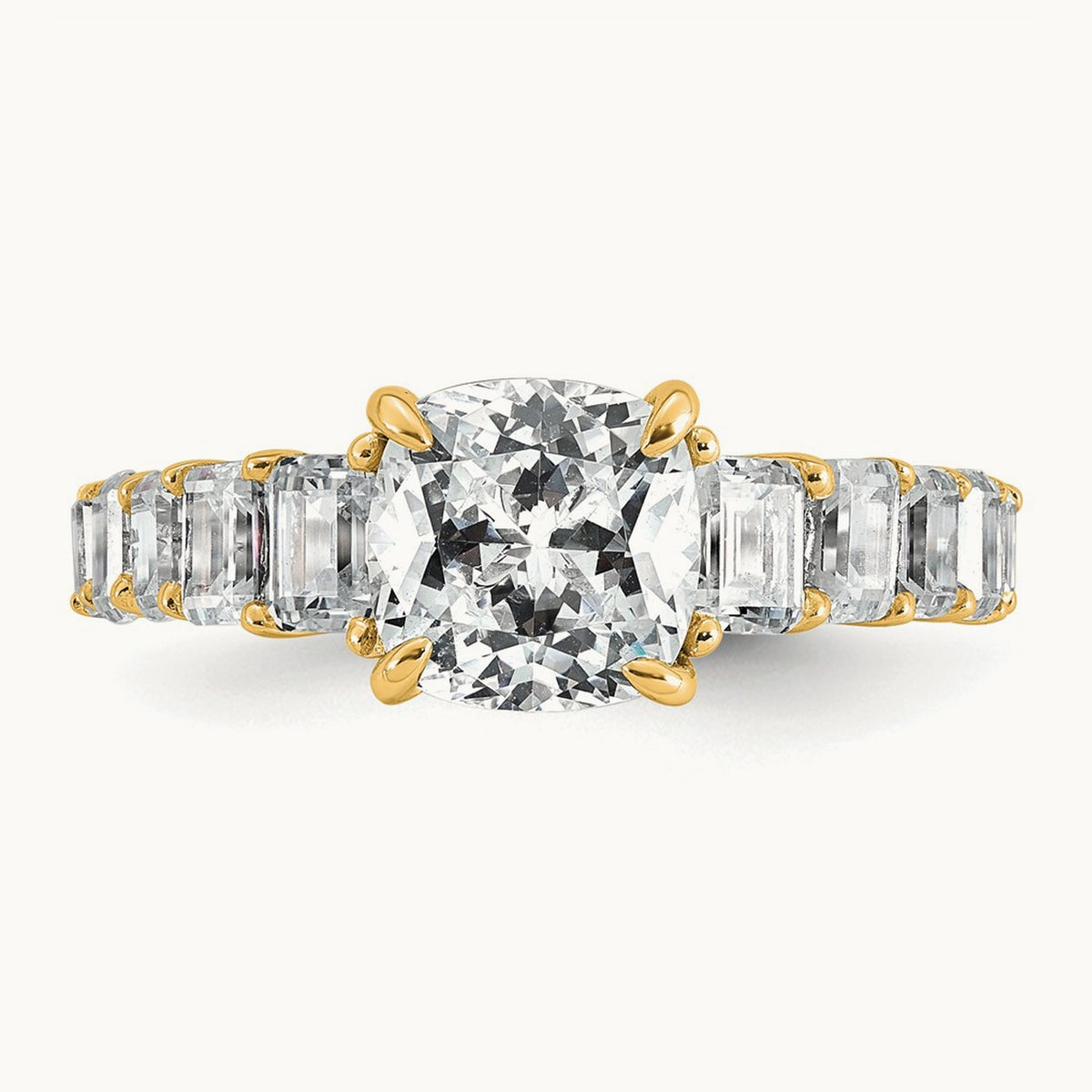 Cushion Engagement Ring, 3.25 ct tw Lab-Grown Diamond — 14K Yellow Gold