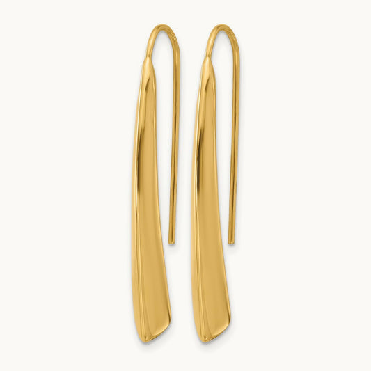 Polished Drop Bar Threader Earrings, 14K — Leslie's