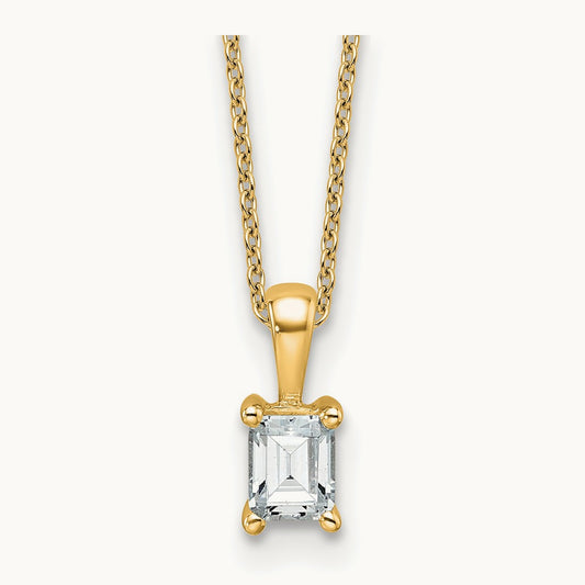 Emerald Pendant Necklace, 0.50-2.00 ct tw Lab-Grown Diamond — 1/2 ct, 14K Yellow Gold