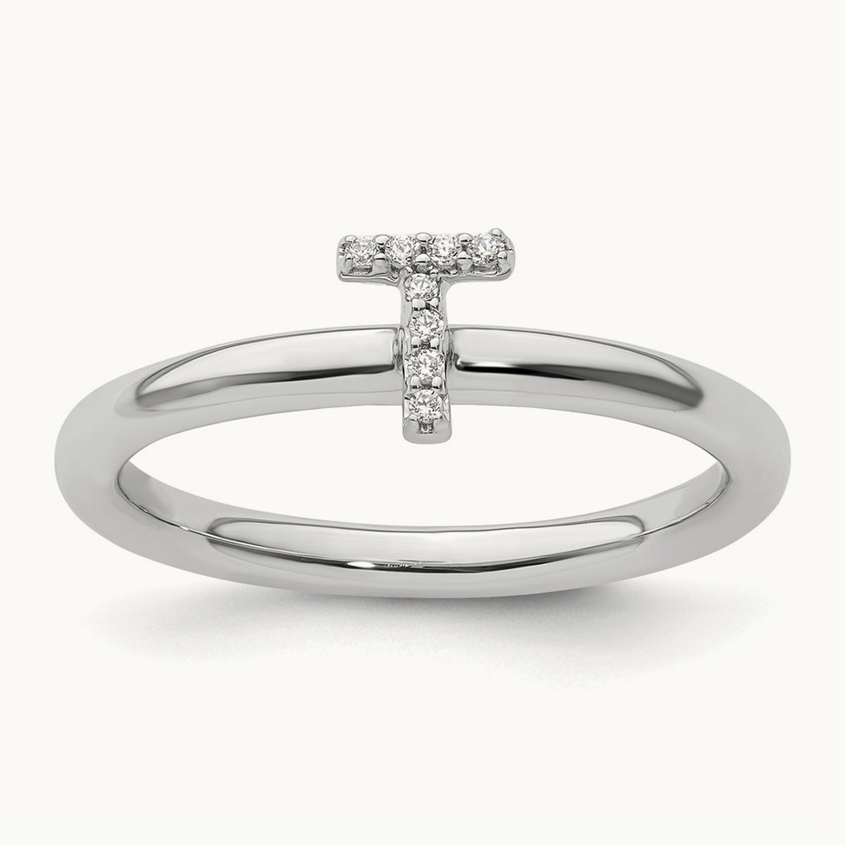 Stackable Diamond Ring — 14K White Gold, T