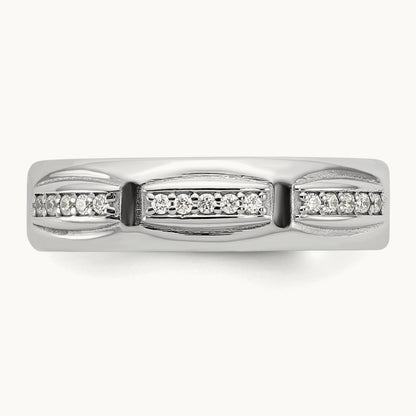 IB Goodman Mens Satin Complete 1/8ct Diamond Ring, 14K White Gold