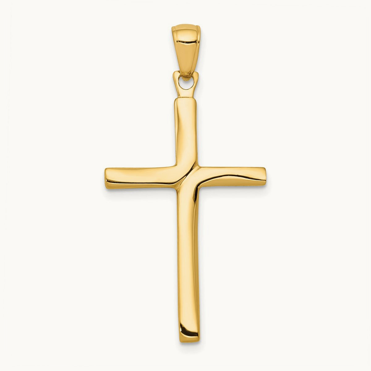 Satin Finish Accent Stick Cross Pendant, 14K