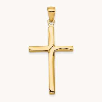 Satin Finish Accent Stick Cross Pendant, 14K