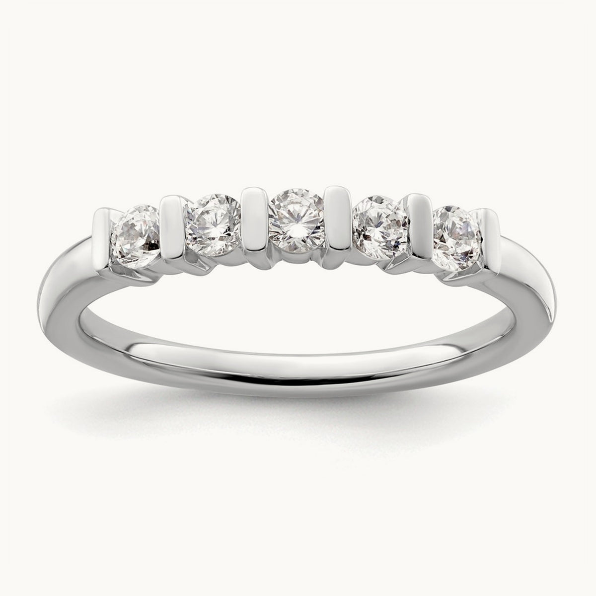 5-Stone Diamond Band, 14K White Gold
