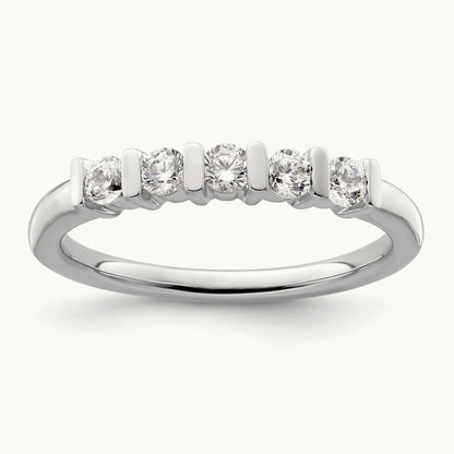 5-Stone Diamond Band, 14K White Gold