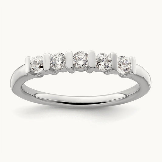 5-Stone Diamond Band, 14K White Gold
