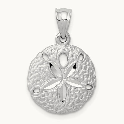 Sanddollar Charm, 14K White Gold