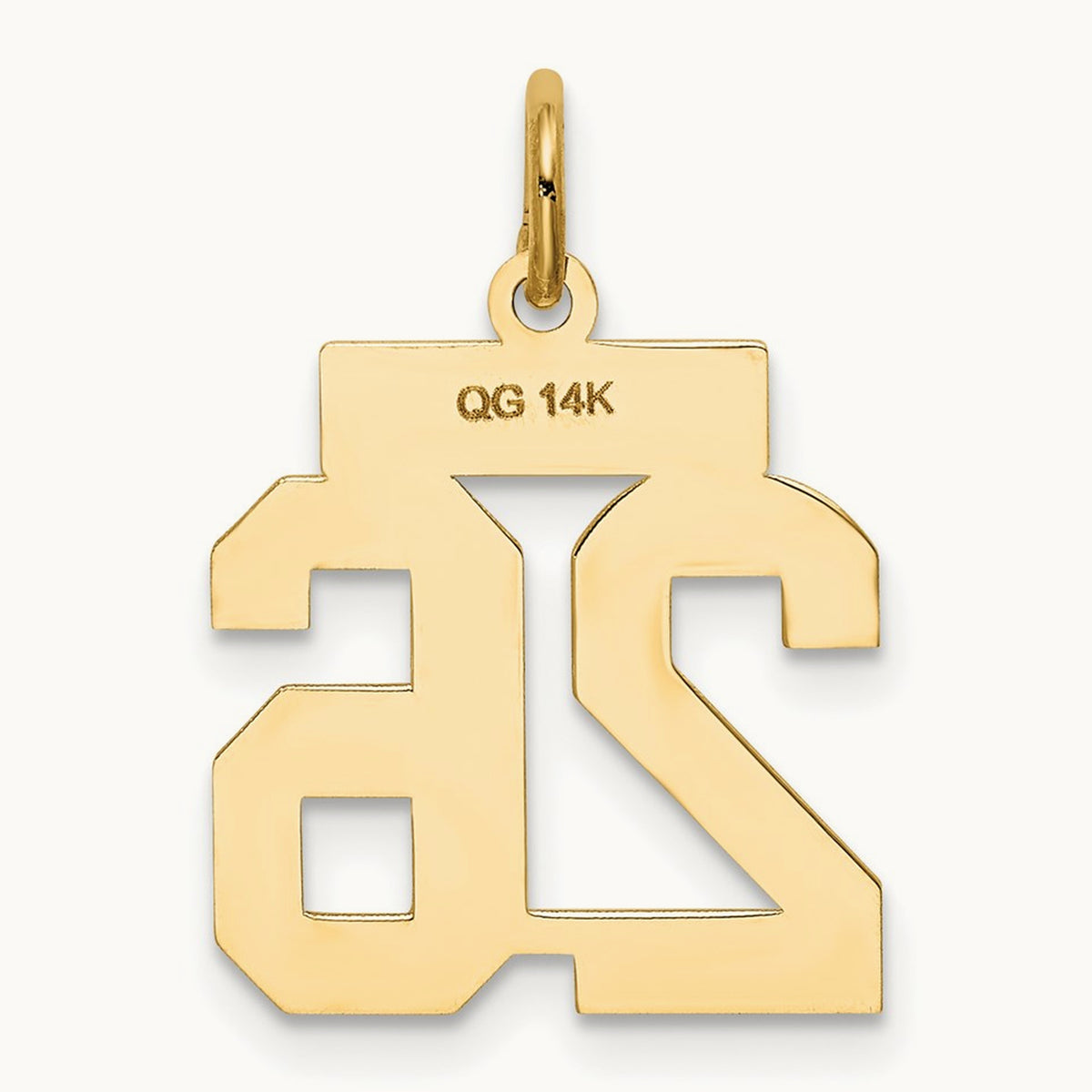 Small Satin Number 26 Charm — 14K Yellow Gold