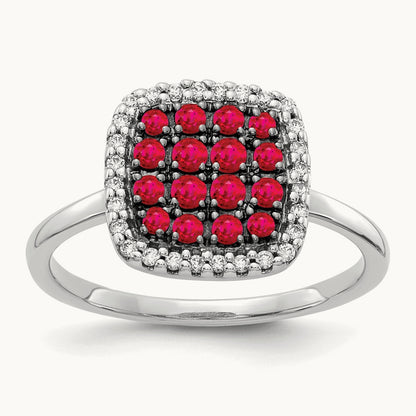 Diamond and Ruby Ring, 14K White Gold