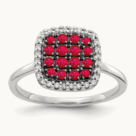 Diamond and Ruby Ring, 14K White Gold