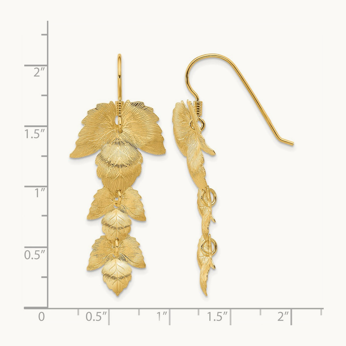 Gold-plated Etched Leaves Dangle Earrings, Sterling Silver — Leslie's