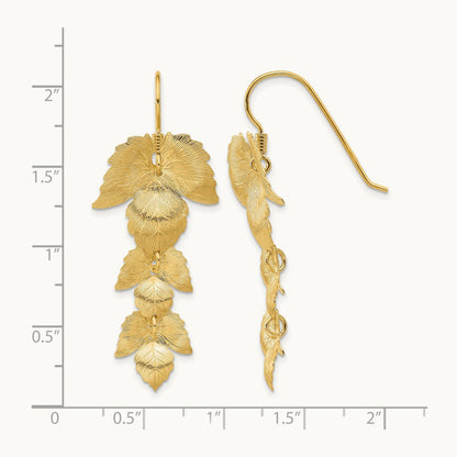 Gold-plated Etched Leaves Dangle Earrings, Sterling Silver — Leslie's
