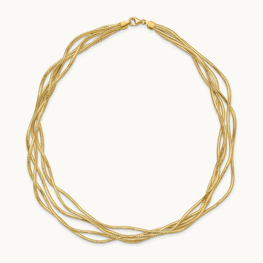 Mesh Diamond-cut 4-strand Wave Necklace, 14K — Leslie's