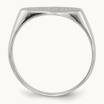 13.5x7. Closed Back Signet Ring, 5mm, 14K White Gold