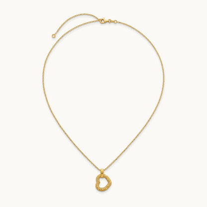 Polished Textured D/C Fancy Heart 16in w/2.25in Ext Necklace, 14K