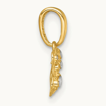 Polished Butterfly Charm, 14K with White Rhodium