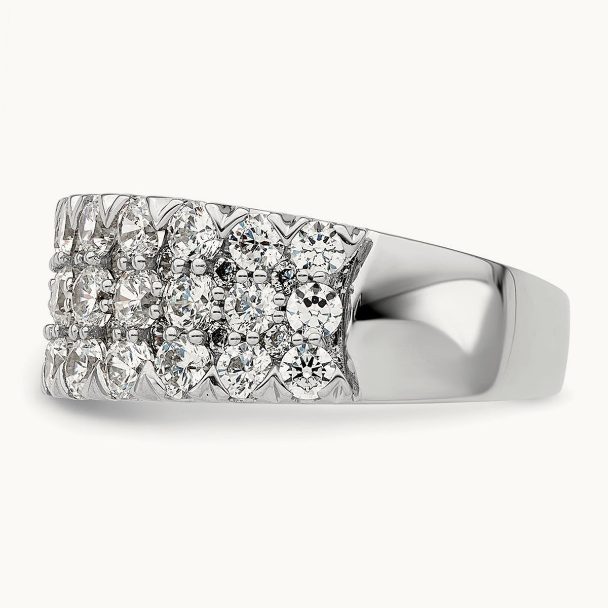 Triple Row Band, 1.50-3.00 ct tw Lab-Grown Diamond — 2 ct, 14K White Gold, 7