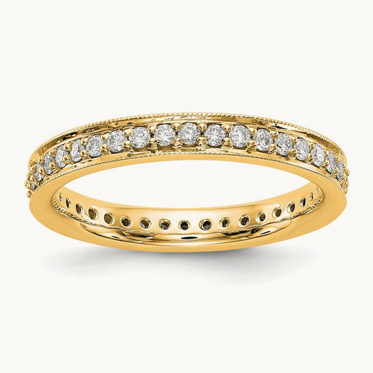 Polished Round Vintage Diamond Eternity Band, 0.50 ct tw, 14K Gold — 14K Yellow Gold