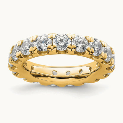 Polished U Shared Prong Diamond Eternity Band, 3.00 ct tw — 14K Yellow Gold