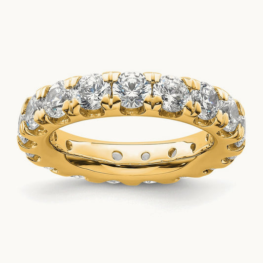 Polished U Shared Prong Diamond Eternity Band, 3.00 ct tw — 14K Yellow Gold