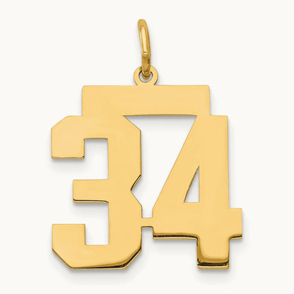 Medium Polished Number 34 Charm, 14K