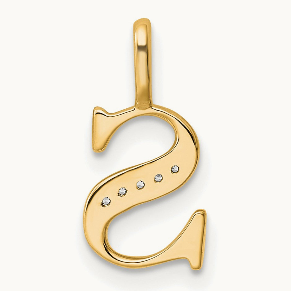 Diamond Letter S Initial Pendant, 14K