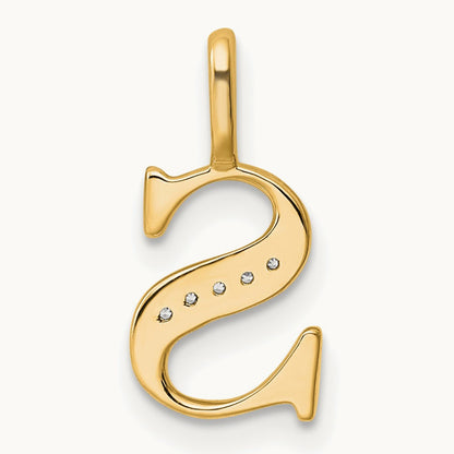 Diamond Letter S Initial Pendant, 14K