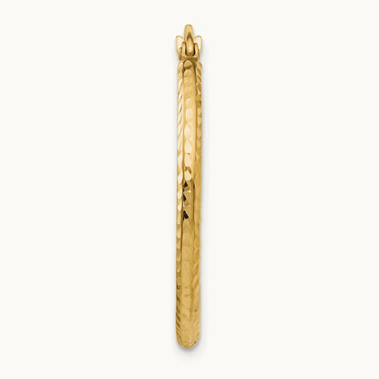 Single 14k Diamond-cut Round Tube Hoop Earring, 2mm