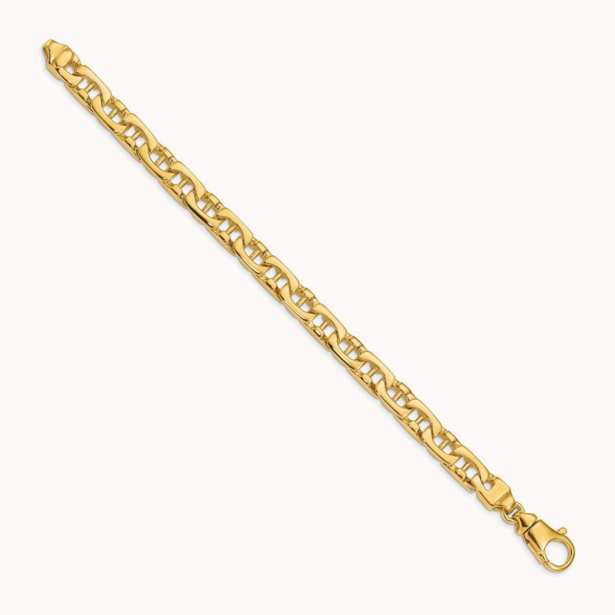 Hand-polished Fancy Link Bracelet — 14K Yellow Gold