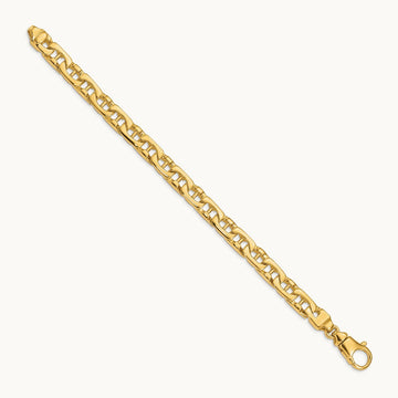 Hand-polished Fancy Link Bracelet — 14K Yellow Gold