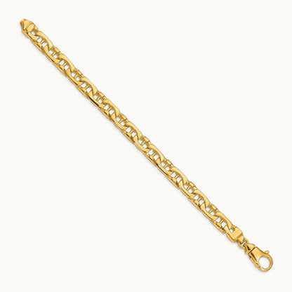 Hand-polished Fancy Link Bracelet — 14K Yellow Gold