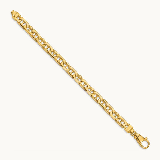 Hand-polished Fancy Link Bracelet — 14K Yellow Gold