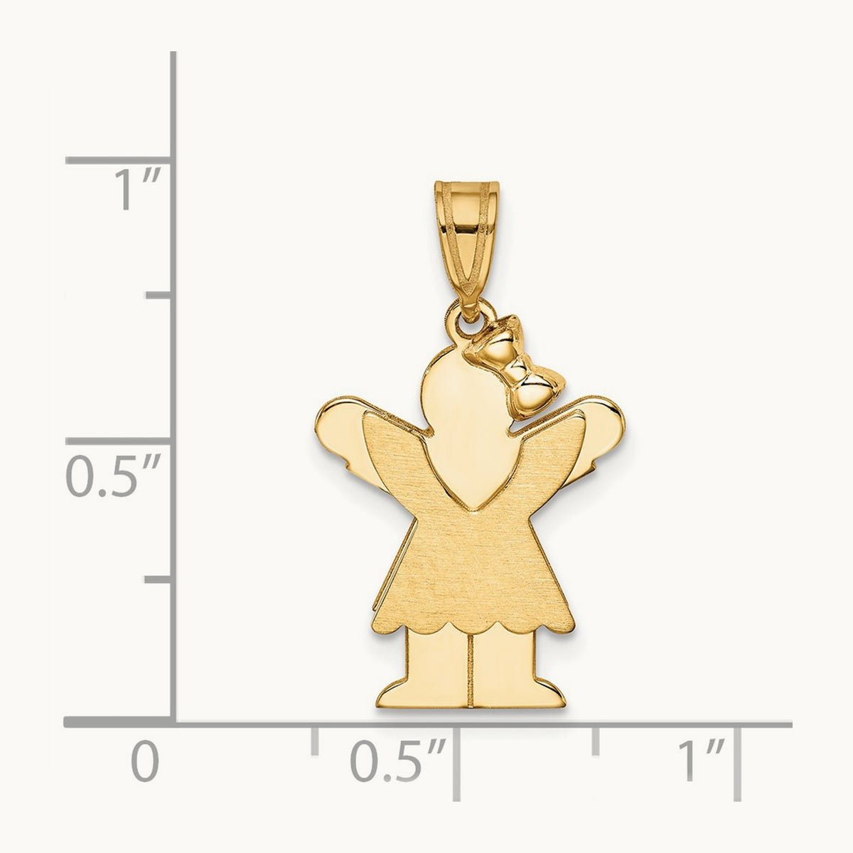 Solid Engravable Girl with Bow on Right Charm — 30mm