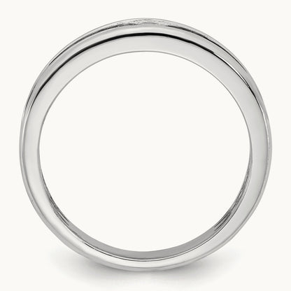 w/Black Rhodium IB Goodman Mens Complete 1/10ct Diamond Ring, 14K White Gold
